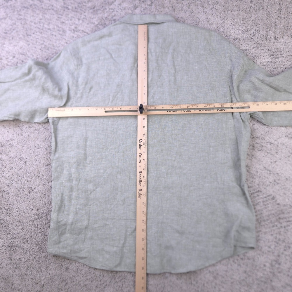Untuckit Linen Shirt Men XL Long Sleeve Button Down Green Collared Untuck It GUC - Picture 6 of 8